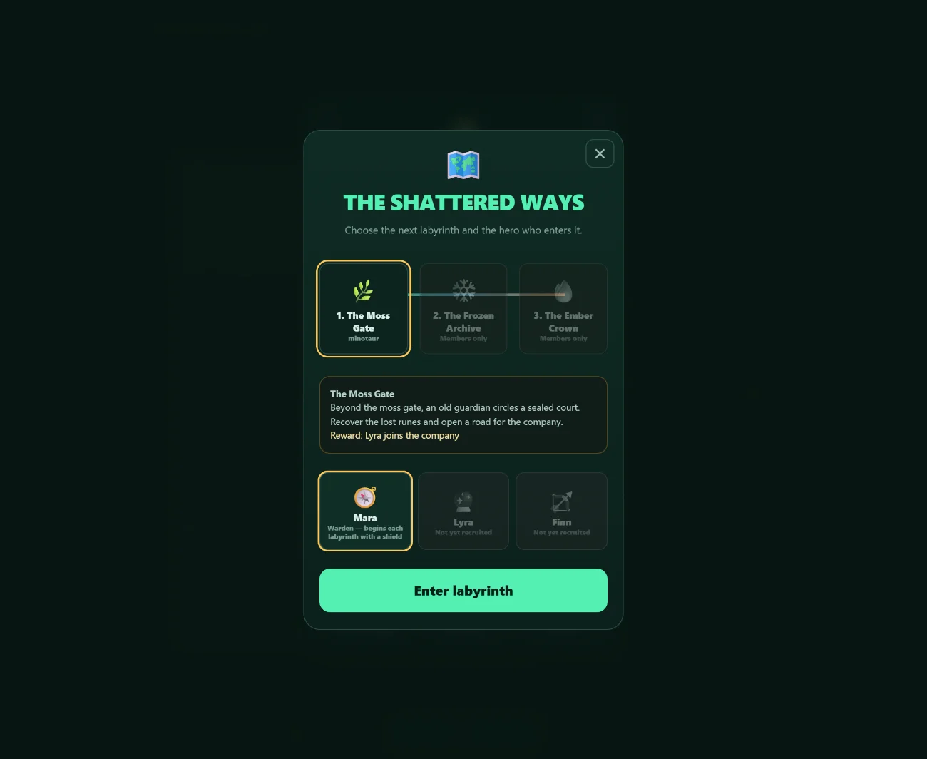 The Shattered Ways — heroes, relics and monsters in the shifting maze.