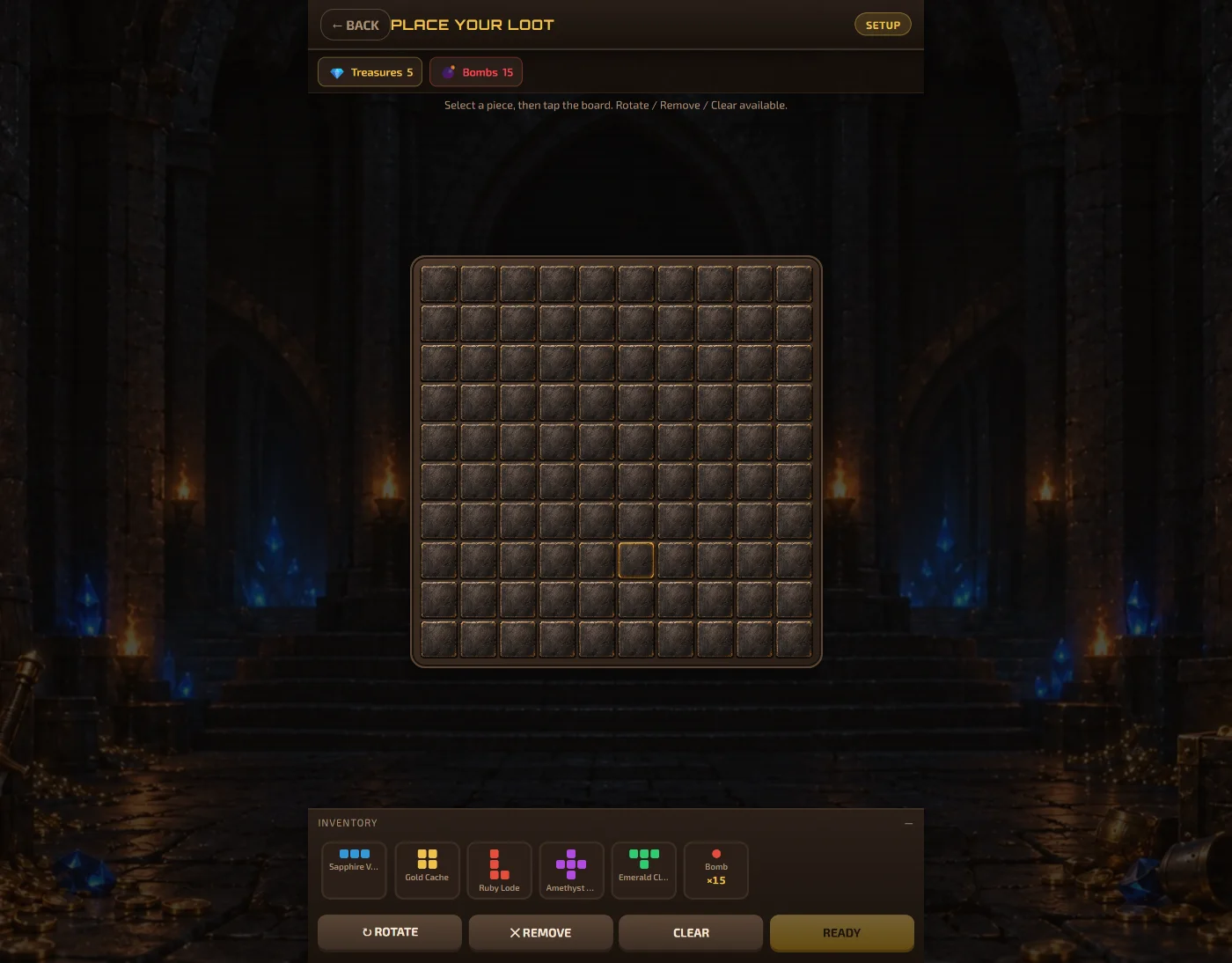 Battle: place your own loot before either of you digs.